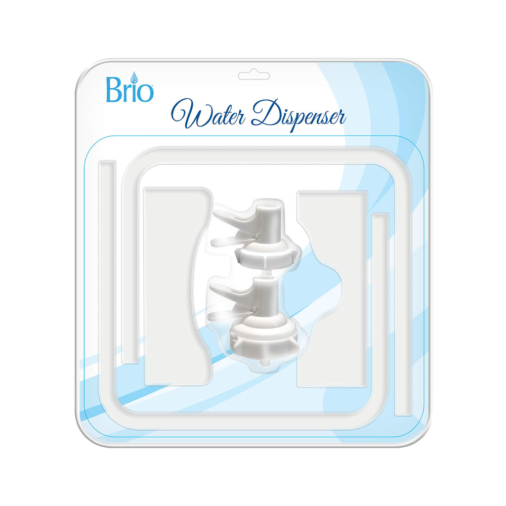 Brio Stainless Steel 3-5 Gallon Water Jug Stand and 2 Dispenser Valves, Non Slip Stand with BPA Free Fast Flow Water Spout Fits Both 48mm and 55mm Bottles 2 CAPS Included (White), 12 inches
