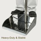 Metal Dustpan Long Handle Stainless Steel Dustpan,Heavy Duty Standing Dust Pan with Teeth, Indoor Outdoor Up for Home Kitchen Lobby Room Office
