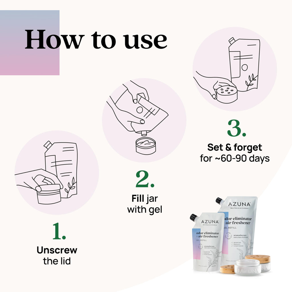Azuna Home Odor Eliminator for Strong Odor | 2 Room Kit | Aromatherapy