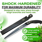 Saboten Japanese Pruning Saw 9.4 in (240mm) – Fluorine-Coated High-Carbon Steel Blade, 7.5mm Tooth Pitch, Smooth Pull Cuts, Wooden Handle, Wood Sheath Included, Made in Japan