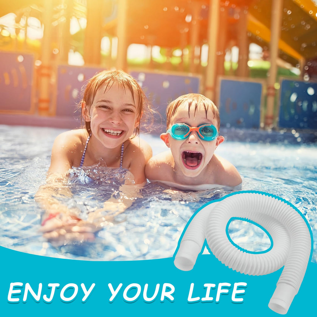 2 Pack 1-1/4 Inch x 3ft Foot Long White Above Ground Pool Flex Connection Hose with 2 Metal Clamps for Pump 330 GPH, 530 GPH, and 1,000 GPH Compatible with Intex Coleman Summer Waves Pool Skimmer