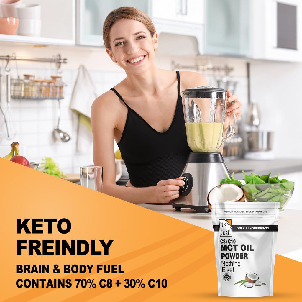 It's Just! MCT Oil Powder With Prebiotic Fiber - Keto, Non-GMO, C8 C10, Coffee Creamer - 24 oz