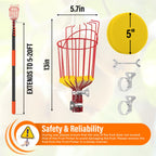 ACTREY 26FT Reach Fruit Picker Pole with Basket Telescoping,Apple Picker