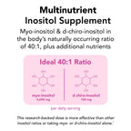 Theralogix Ovasitol Plus Metabolic Health Supplement - Myo-Inositol & D-Chiro Inositol+Chromium Picolinate+Alpha-lactalbumin & Vitamin D - 90-Day Supply - Unflavored - 180 Count