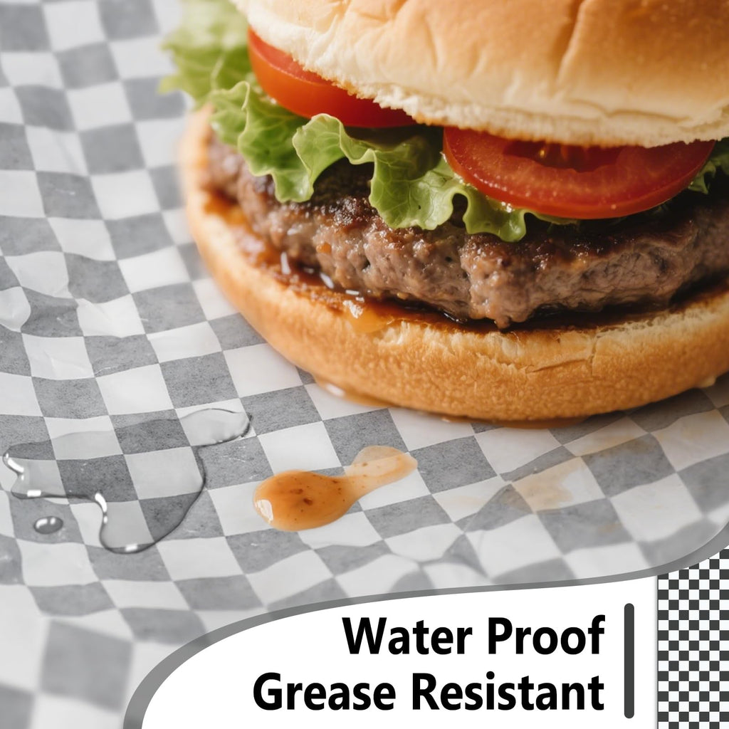 EcoDispose 12 x 12 Inches Grease Proof Deli Paper Precut Sheets for Deli Food, BBQ, Picnic, Party (1000 Pcs, Black&White Checker)