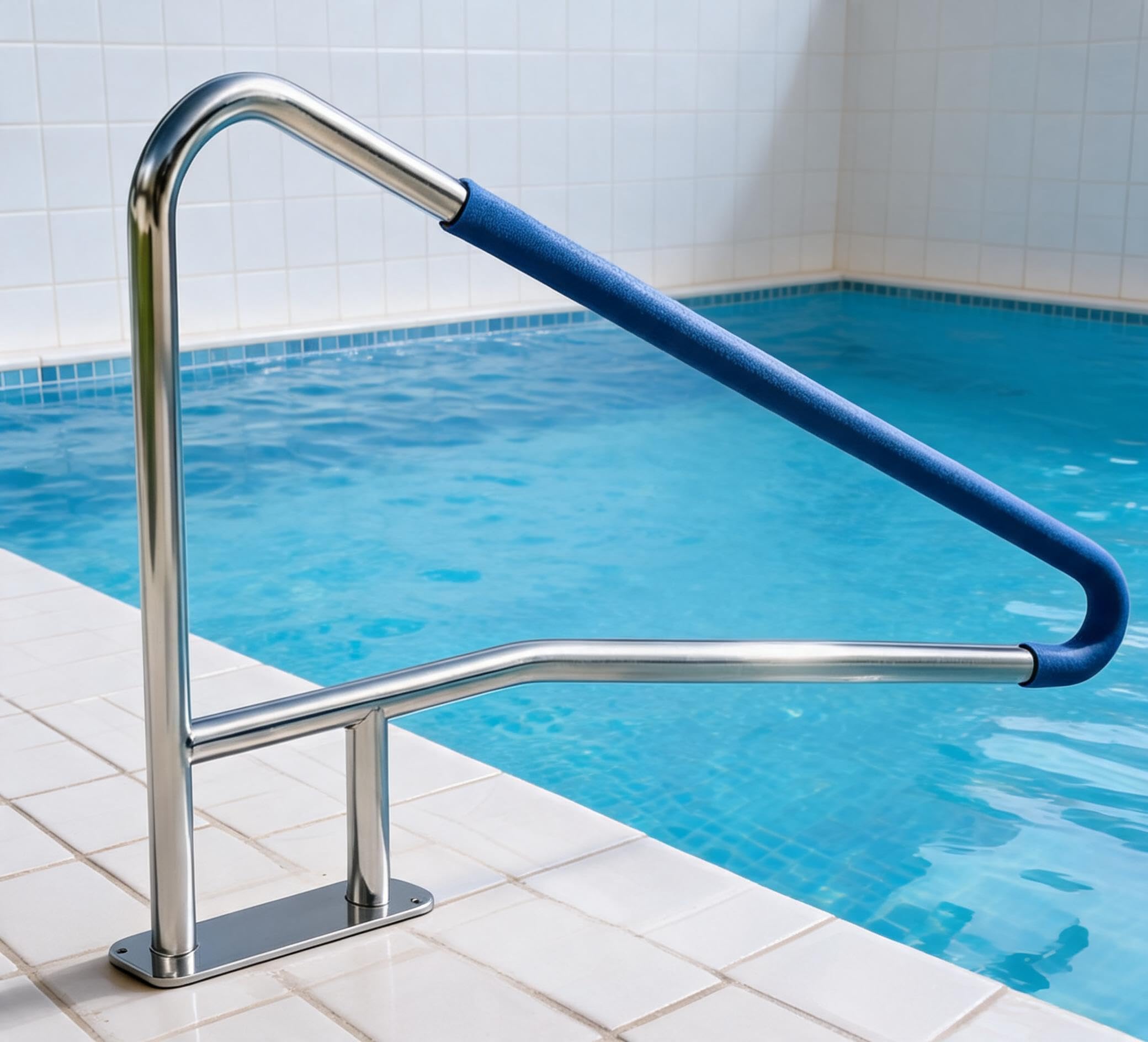 Garvee Pool Handrail 55"x32", Pool Railings for Inground Pools, Safety Handrails 375lbs Load Capacity, 304 Stainless Steel Stair Rail with Grip Cover