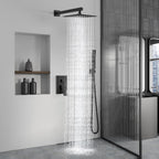 Aolemi Shower Faucet Set Rain Shower System with Handheld Spray Bathroom Shower Combo Rough-in Valve and Shower Trim Kit Included Matte Black 8 Inch Wall Mount Shower Head