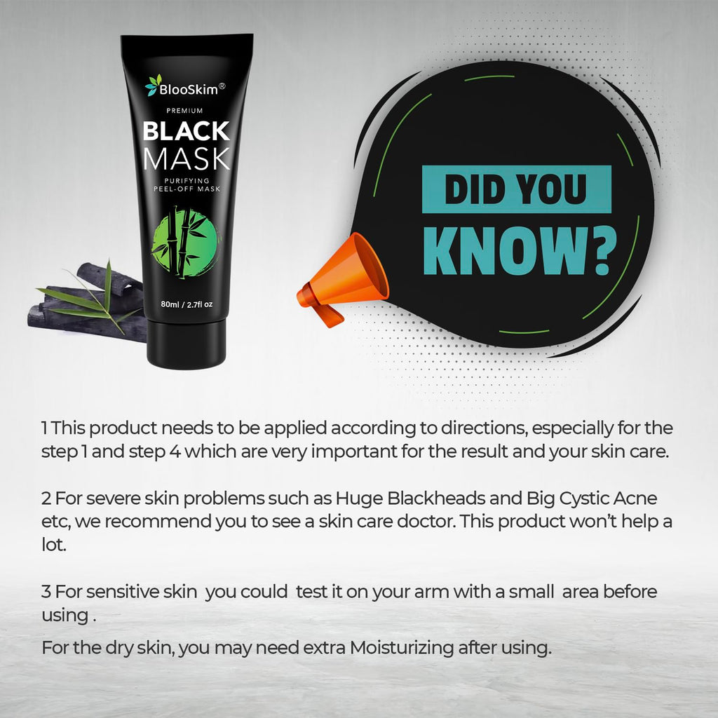 Blooskim Black Peel Off Face Mask – Charcoal Peel Off Face Mask for Oily & Combination Skin – Helps Remove Excess Oil & Lift Away Surface Impurities – Refreshing Botanical Formula, 2.8 fl oz - 2Packs