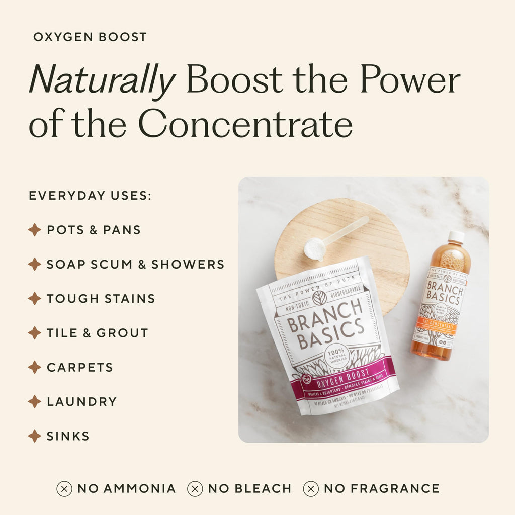 Branch Basics Ultimate Starter Kit: Natural All Purpose Cleaner, Glass, Bathroom, Foaming Hand Wash (4 Plastic Bottles + Concentrate + Oxygen Boost), Laundry Detergent, Plastic-Free Dishwasher Tablets