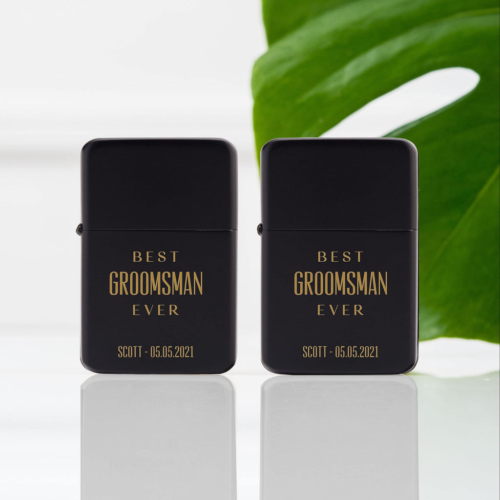 Weddingstar Custom Metal Windproof Personalized Lighter Matte Black - Best Groomsman Ever Engraving Lighter