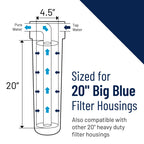 Pentair Pentek DGD-2501-20 Big Blue Water Filter, 20-Inch Whole House Sediment Filter Cartridge Replacement, Dual-Gradient Density Spun Polypropylene, 20" x 4.5", 1 Micron, Pack of 1, White