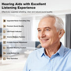 NVBOTY OTC Hearing Aids for Seniors & Adults - Rechargeable, 25+ Hour Battery Life, Advanced Noise Cancellation, 5-Level Volume & Memory, Clear Sound, Comfort-Fit, LED Display (White)