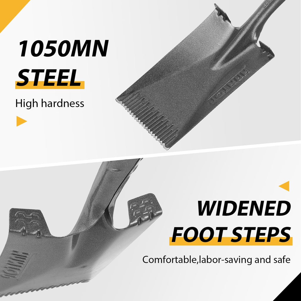 HANTOP Sharp Blade Garden Spade Shovel Flat Spades for Gardening and Edging