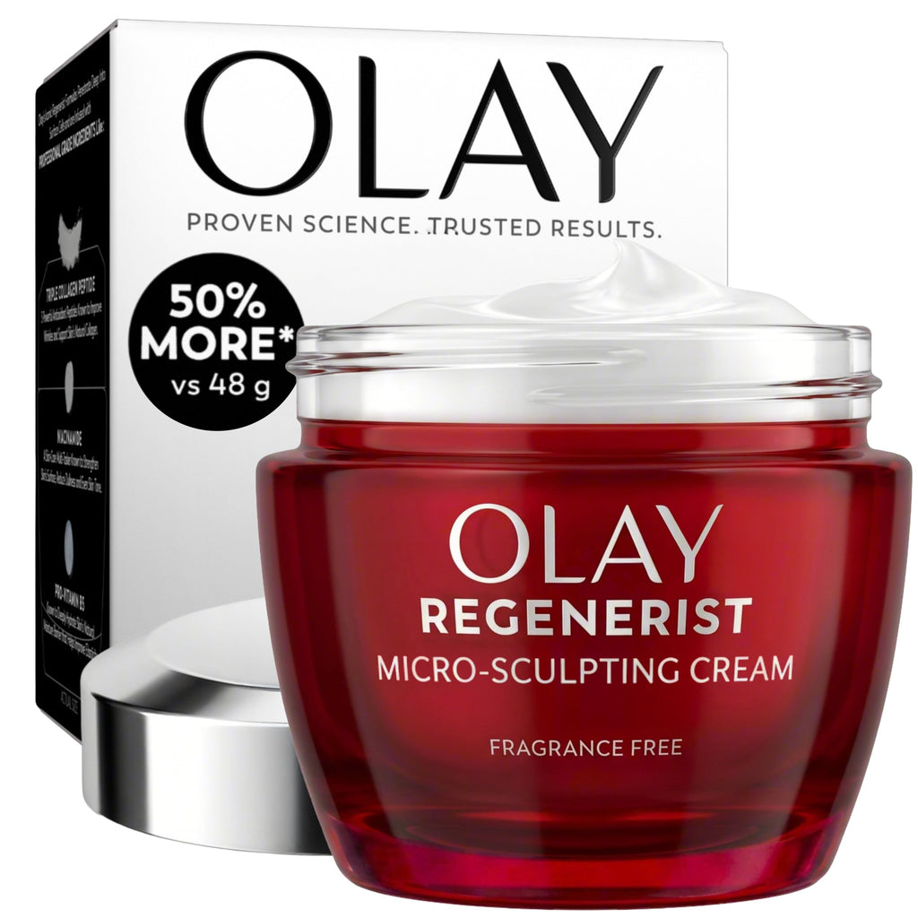 Olay Face Moisturizer, Regenerist Micro-Sculpting Cream for Women, Fragrance-Free - Anti-Aging, Anti-Wrinkle, Firming Skin Care - Triple Collagen Cream, Peptide, Hyaluronic Acid, Niacinamide, 2.6oz