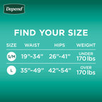 Depend Adult Diapers with Tabs, Incontinence Protection with Tabs, Unisex, Large (35–49" Waist, over 170 lbs), Maximum Absorbency, 48 Count (3 Packs of 16)