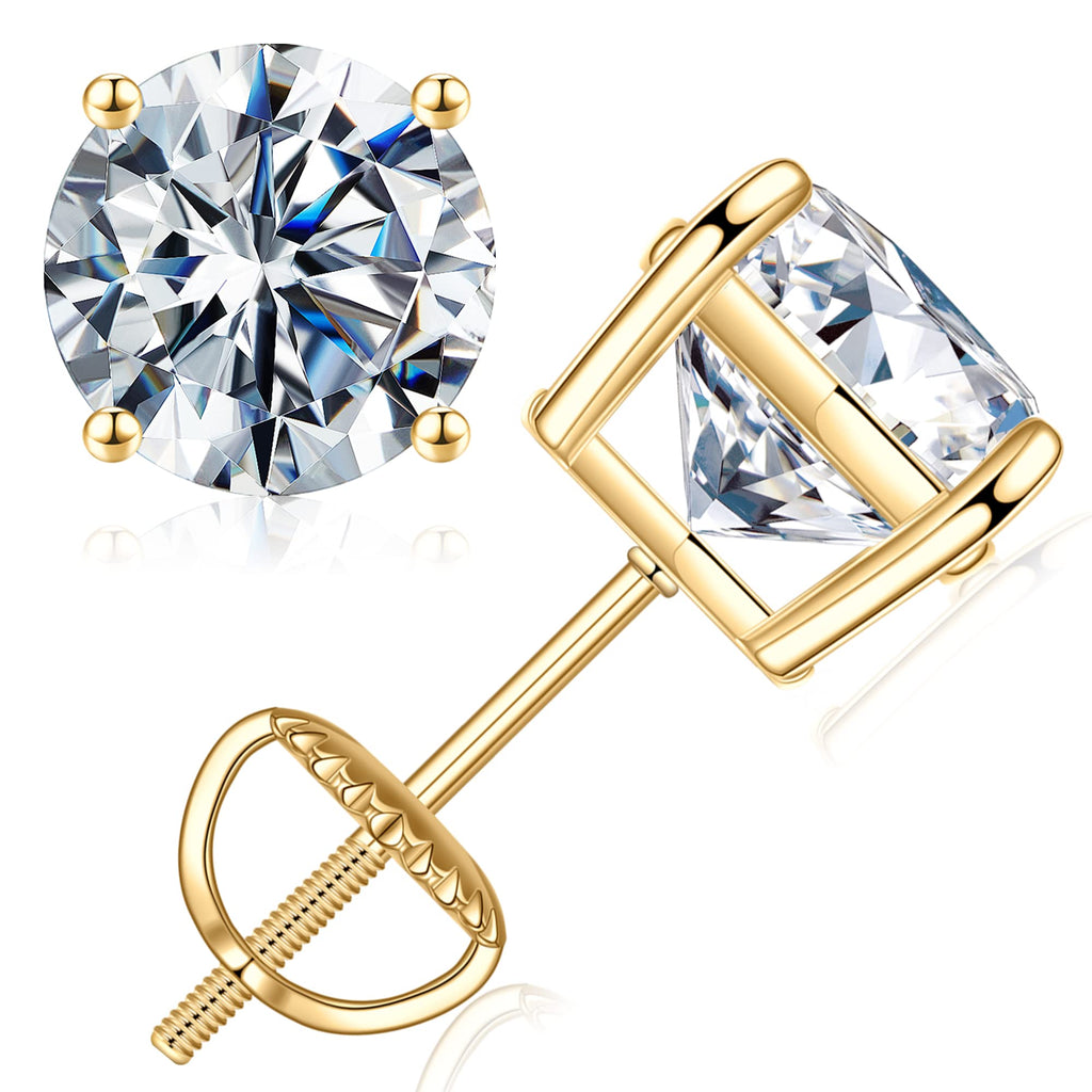 Moissanite Earrings for Men Women, 1ct Moissanite Screw Back Earrings