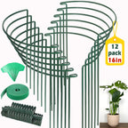 12 Pack Plant Support Stake Peony Cages, 16 Inch Peony Supports for Outdoor Plants, with 15 Pcs Plant Labels, 20 Pcs Plant Clips, 7ft Plant Ties