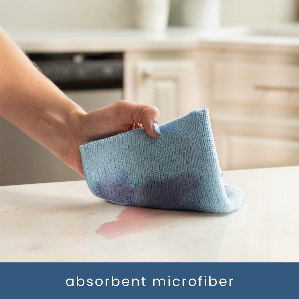 S&T INC. 100 Pack Microfiber Cleaning Cloth, Bulk Towels for Home, Reusable Microfiber Towels for Cars, Cleaning Rags, Light Blue, 11.5 Inches x 11.5 Inches, 100 Count(Pack of 6)