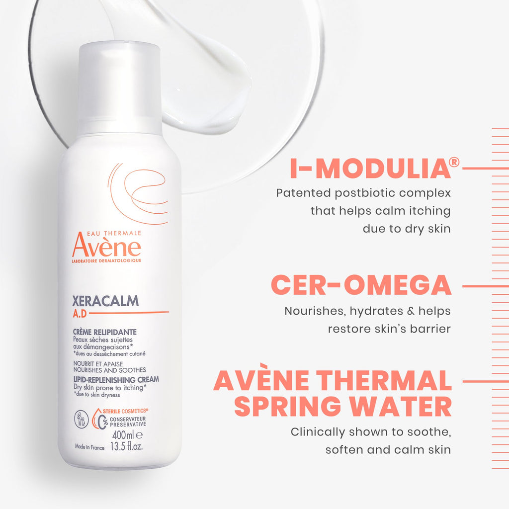 Avène XeraCalm A.D Lipid-Replenishing Cream, Atopic Dermatitis, Eczema-Prone, No Preservatives, Fragrance-Free, Pump, 13.5 Oz