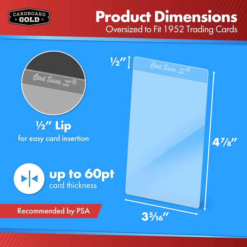 Cardboard Gold Card Saver 1-200Count - Semi Rigid Card Holder, Trading Card Protectors - PSA-Approved Cardsaver for Baseball, Trading, Sports Cards - Card Sleeves, Binder, & Storage Box Compatible