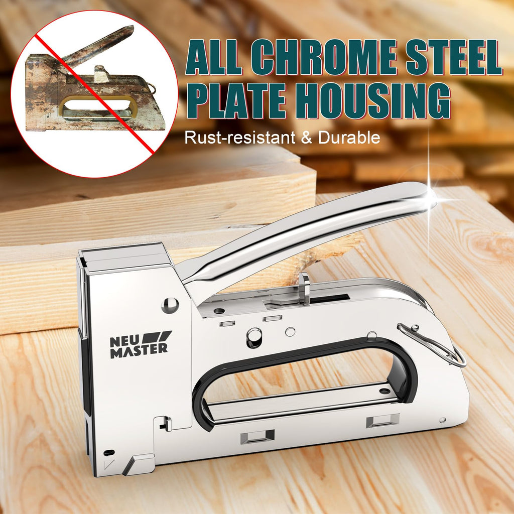 NEU MASTER Staple Gun for Wood, All Steel Staple Gun with 4000Pcs Staples, Upholstery Staples Gun for Fixing Material, Decorating, Woodworking, Furniture