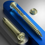 (2 lbs)#12 x 1-1/4 Yellow Hex Exterior Lag Screws,5.5x32mm, Structural Wood Screw, Heavy Duty Construction Screw, Rust Resistant, Washer Head, Yellow Coated Exterior Wood Screws