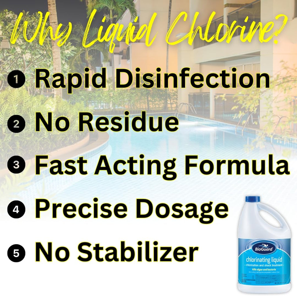 BioGuard Chlorinating Liquid (4-Pack) - Swimming Pool & Spa Liquid Shock Treatment - Raises Chlorine - 4 Gallons