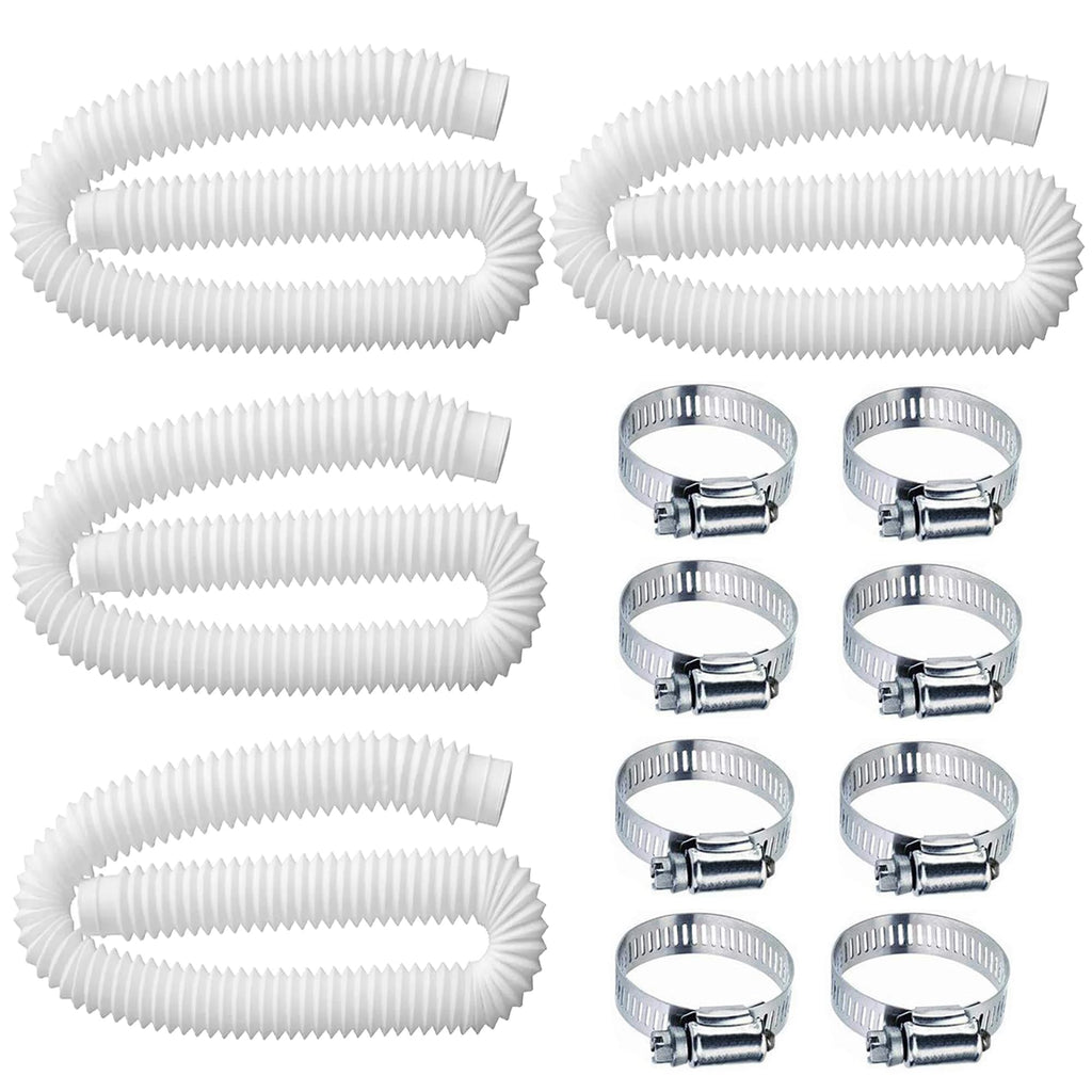 Pool Hoses for Above Ground Pools,1.25 x 59 Inch Pool Filter Hose,Compatible with Intex Filter Pump 607,637 With 8 Metal Clamps (4 Pack)(4)