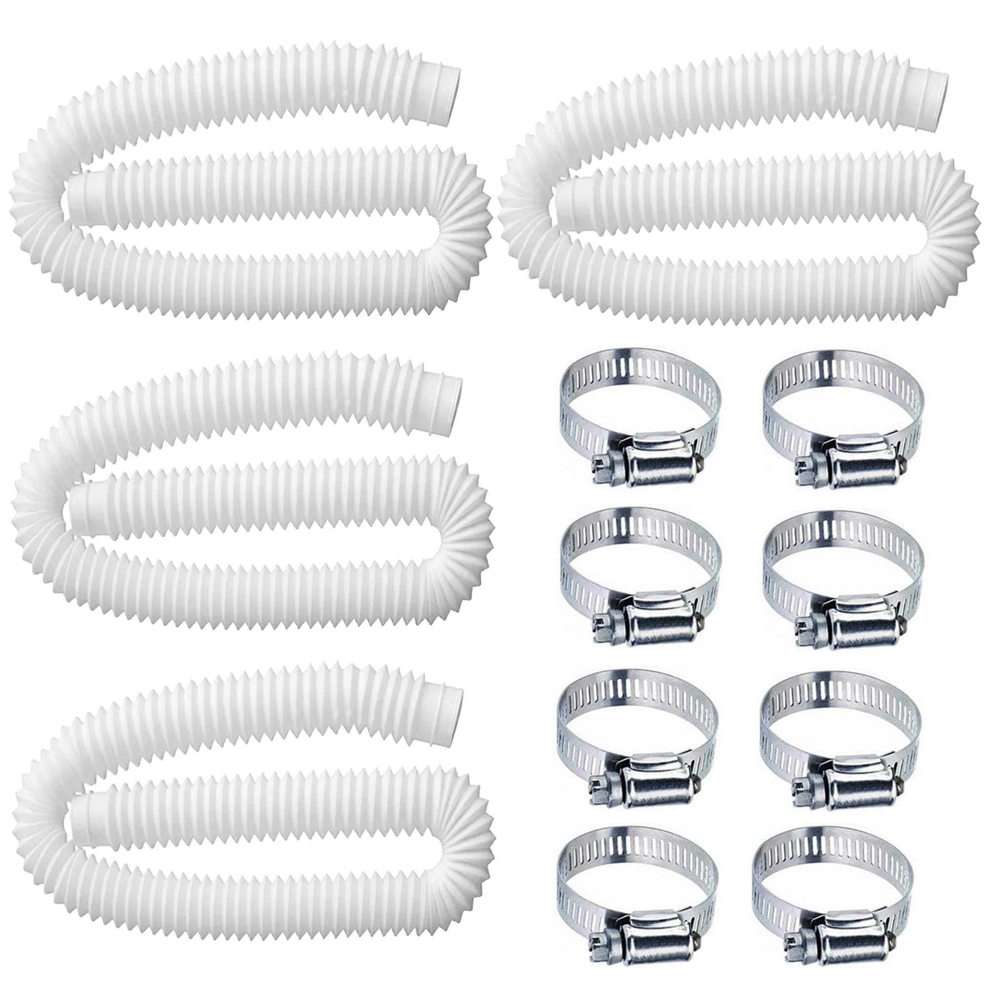 Pool Hoses for Above Ground Pools,1.25 x 59 Inch Pool Filter Hose,Compatible with Intex Filter Pump 607,637 With 8 Metal Clamps (4 Pack)(4)