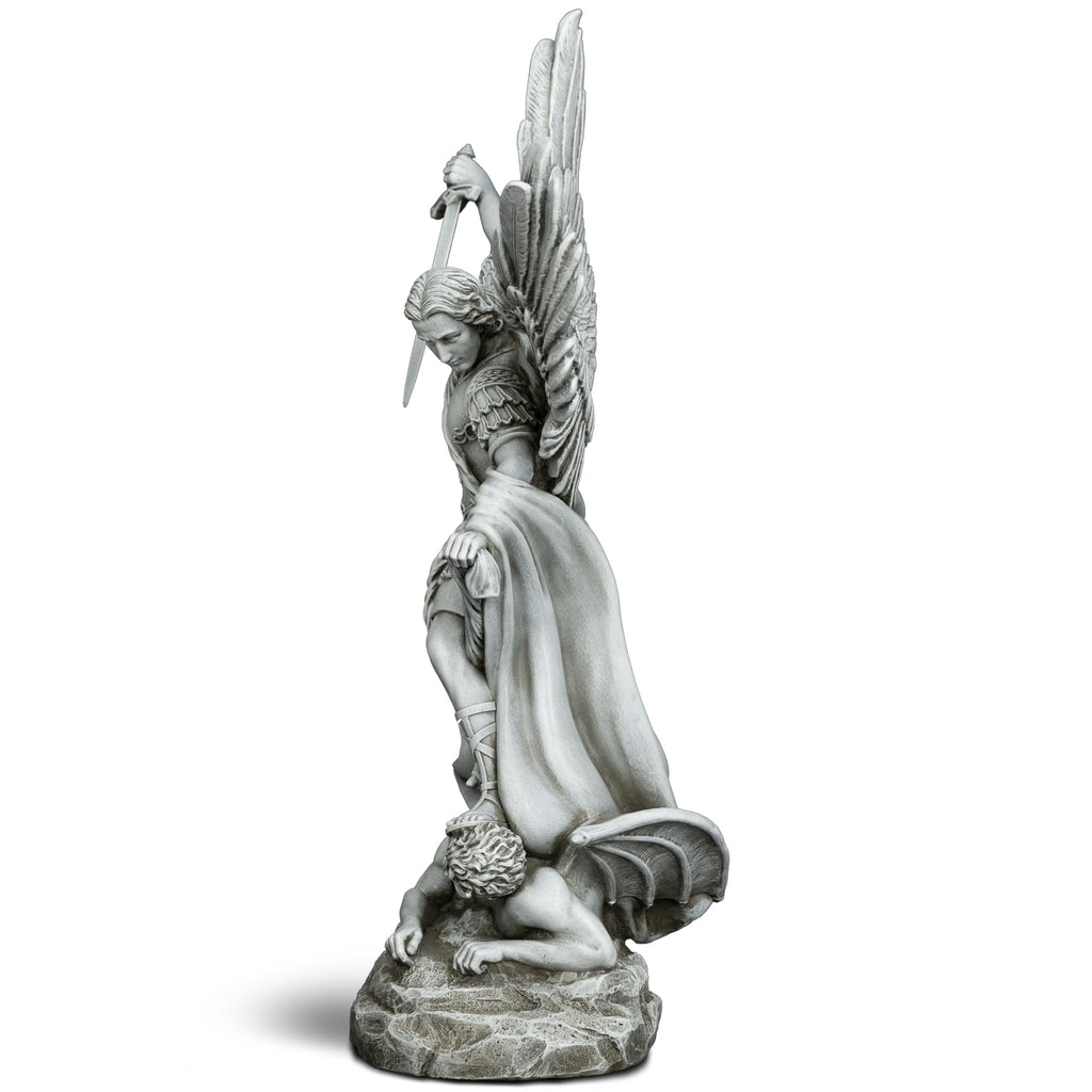 DevotedWalls 20.5" Large Saint Michael Statue Outdoor,Michael the Archangel Slaying Satan,Large Garden Religious Sculpture,San Miguel Arcangel Defender for Porch,Patio or Church Entryway