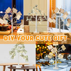 EAMBRITE Money Tree Gift Holder, Lighted Birch Tree 2FT 24LED, Battery/USB Powered Timer Light Up Display Twig Gift Card Tree with 12 Clear Clips and 6 Cards for Home Christmas Graduation Photo Memo