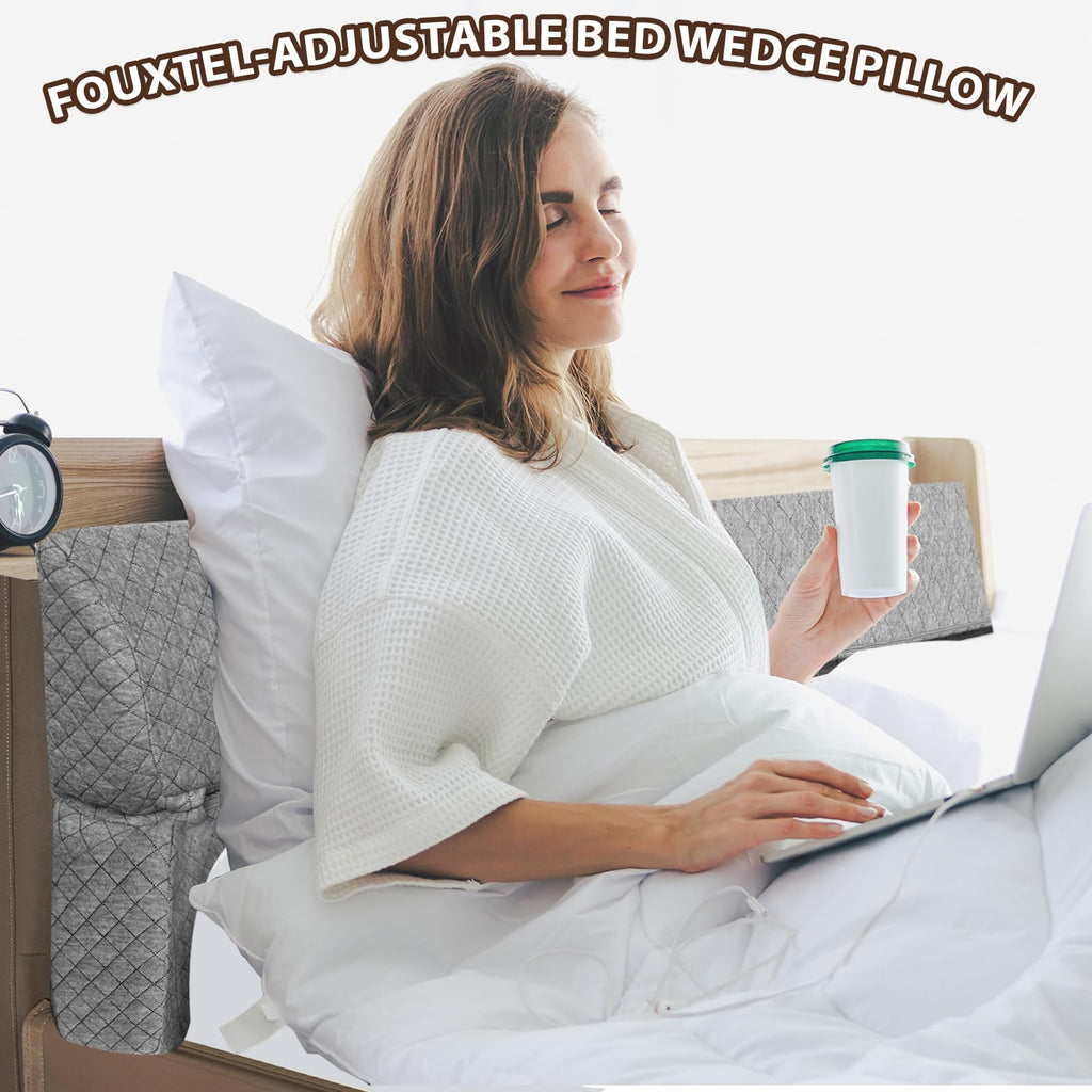 FOUXTEL 4 Modes Pillow Wedge for Headboard Gap, Foldable Bed Wedge Pillow, Bed Gap Filler King Size Fill The Gap (0-7"), Mattress Gap Filler Long Pillow Between Headboard and Mattress