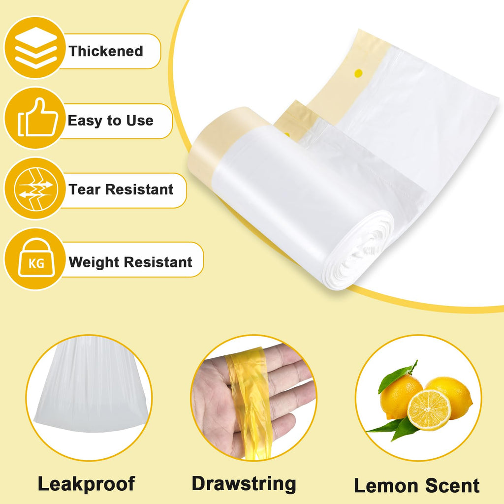Bedside Commode Liners with Pads | 100 Commode Bags+100 Absorbent Pads | Leak-Guard | Rapid Absorption | Lemon Scented | Bedpan | Bedside Commode | Camping Toilet