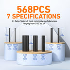 TKDMR 568 Pcs Heat Shrink Tubing - 4:1 Ratio,2.2" Length,Adhesive Lined, Marine Grade Shrink Wrap - Industrial Heat Shrink Tubing Kit