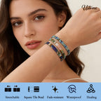 Ustome Tila Flat Square Stack Beaded Bracelets Set for Women Men, Boho Romantic Handmade Colorful Stretch Accessories Jewelry,Party Holiday Friendship Gift