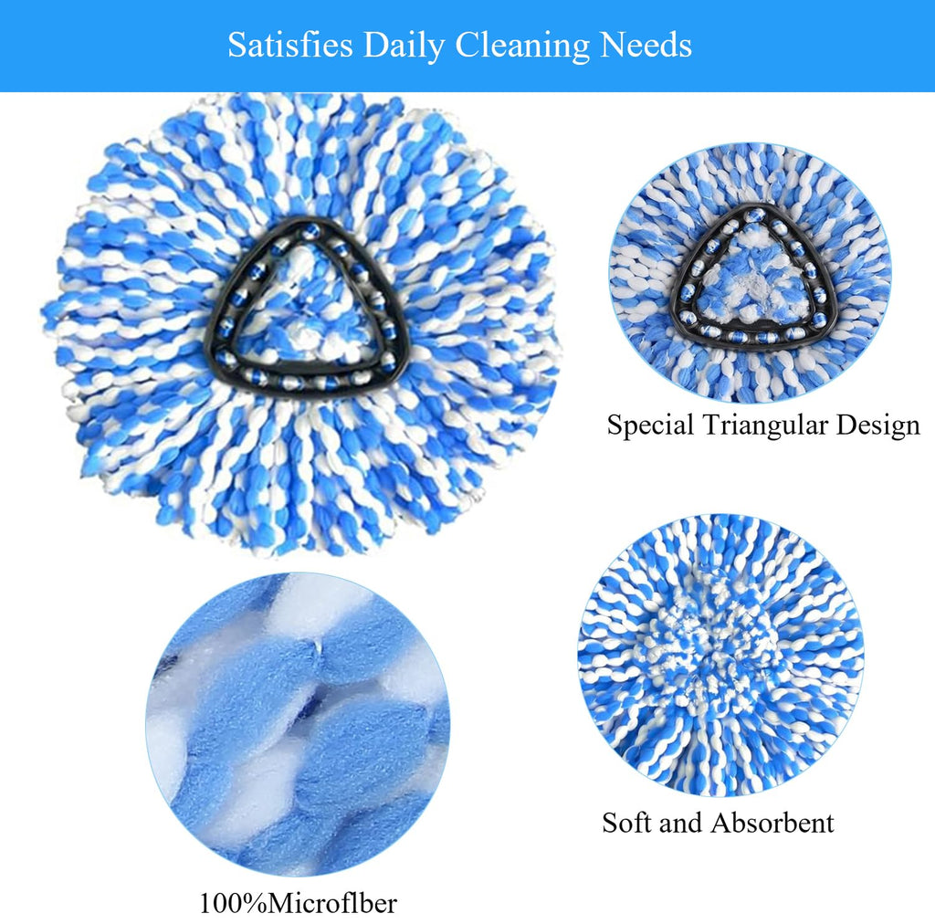 [10 Pack]Mop Heads Replacements, Spin Mop Replacement Head Deep Cleaning Machine Washable and Easy Replace,Spin Mop Refill Replacement Head 100% Microfiber,Mop Head Compatible with RinseClea