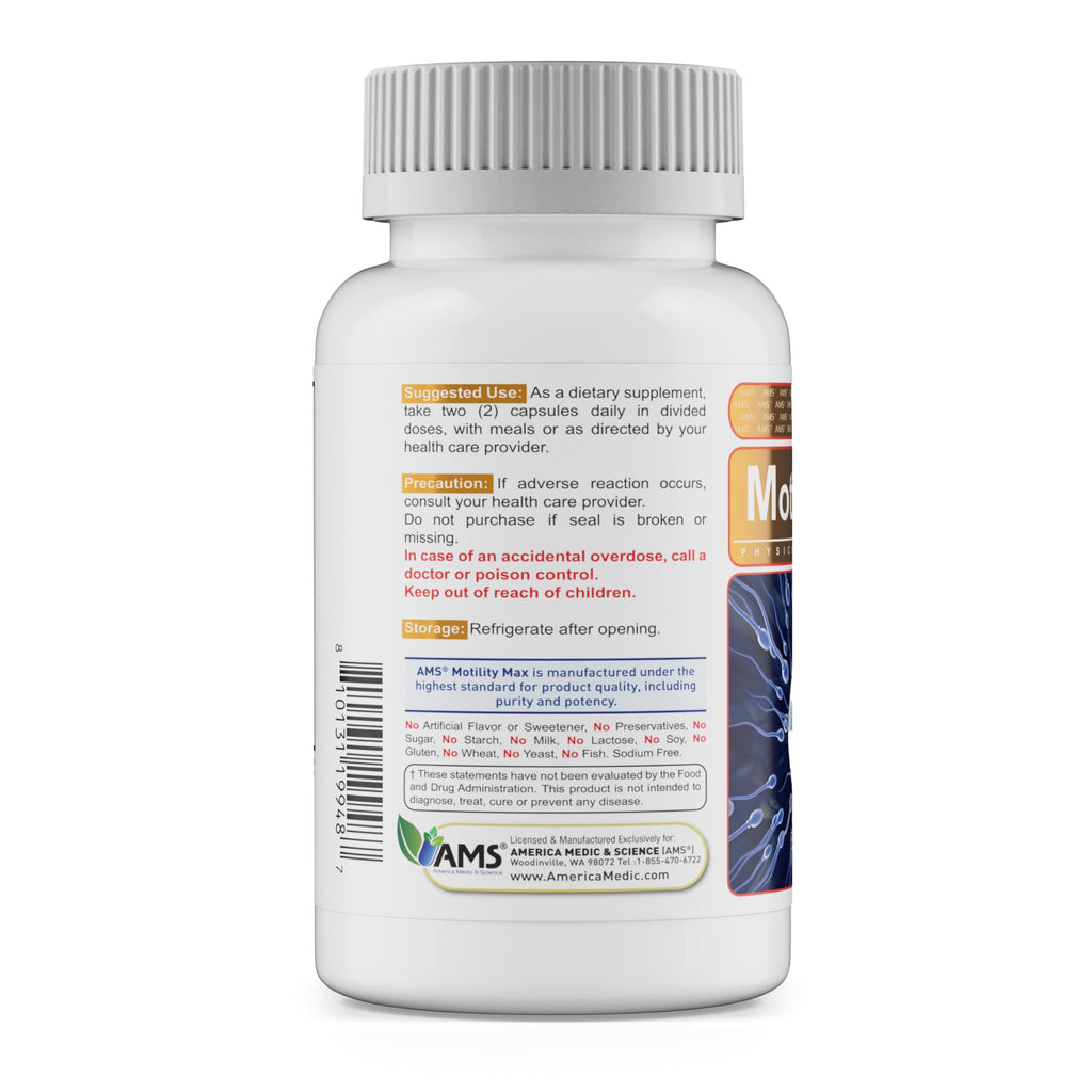 Motility Max – Supports Sperm Motility & Reproductive Health Promotes Healthy Blood Flow, Libido & Testosterone Levels Antioxidant Formula with L-Arginine, L-Carnitine & Essential Nutrients 60 Capsule