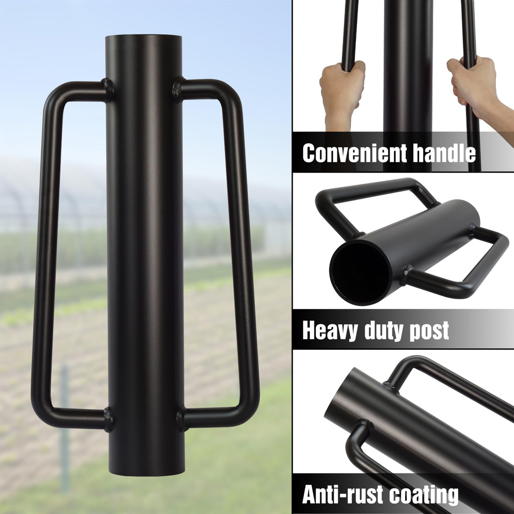 LADECH Fence Post Driver, Heavy Duty Hand Post Pounder with Handle - Use for Metal U Posts, T Posts, Garden Fence (12 Lbs)