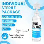 AstrivixDD 60 Pack 0.9% Saline Solution, Sodium Chloride for Cleaning, Normal Solution for All Ages, Total 300ml, 5ml Each