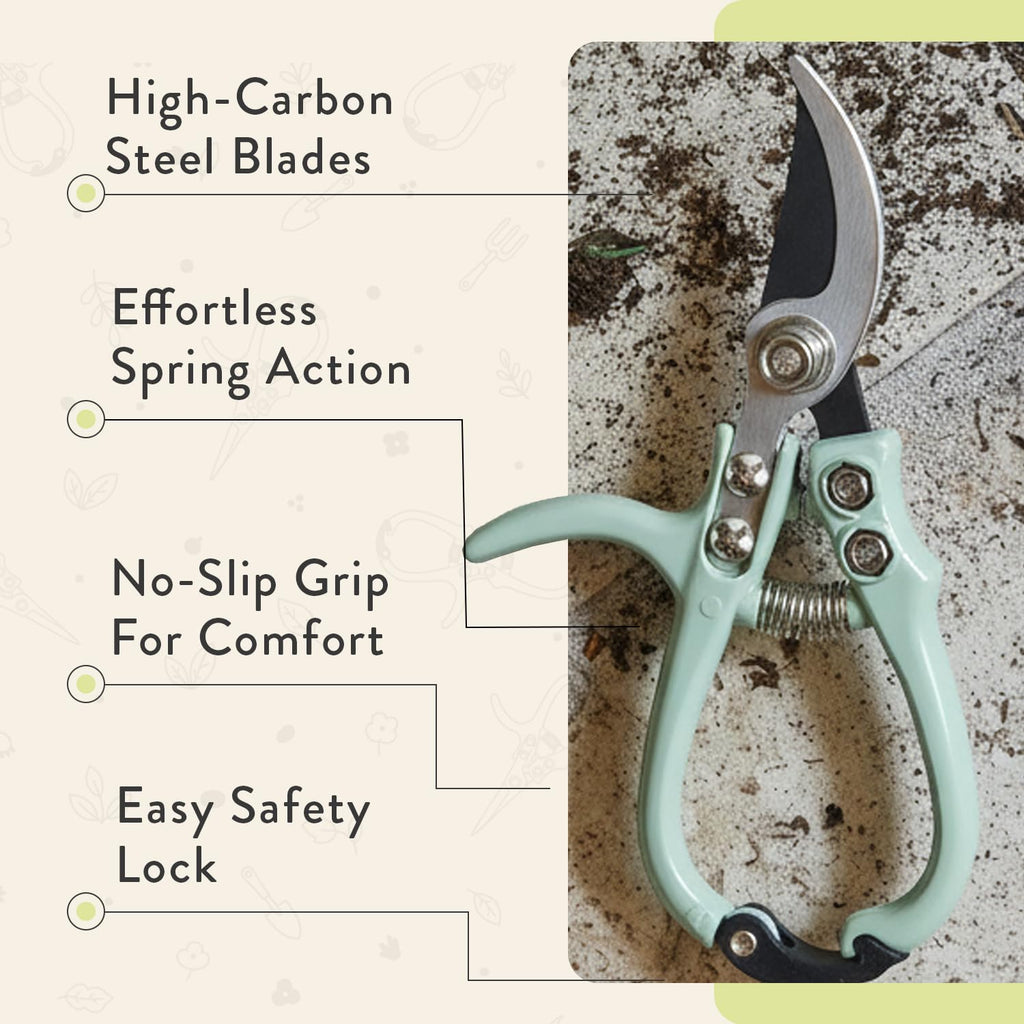 Modern Sprout Bypass Hand Pruners - Scissors - Gardening Tools - Chartreuse