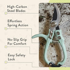 Modern Sprout Bypass Hand Pruners - Scissors - Gardening Tools - Chartreuse