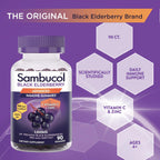 Sambucol Elderberry Gummies - Immune Support Supplement for Adults & Kids with Vitamin C & Zinc, Sambucol Elderberry are High in Antioxidants, Gluten Free, Vegan - 90 Count