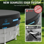 AGROAIDE Pool Cover 12ft Round, Upgraded Tear Resistance & Seamless Side Design, Above Ground Pool Cover with Metal Buckle Straps, All Season Protection - Snug Fit & Easy Set