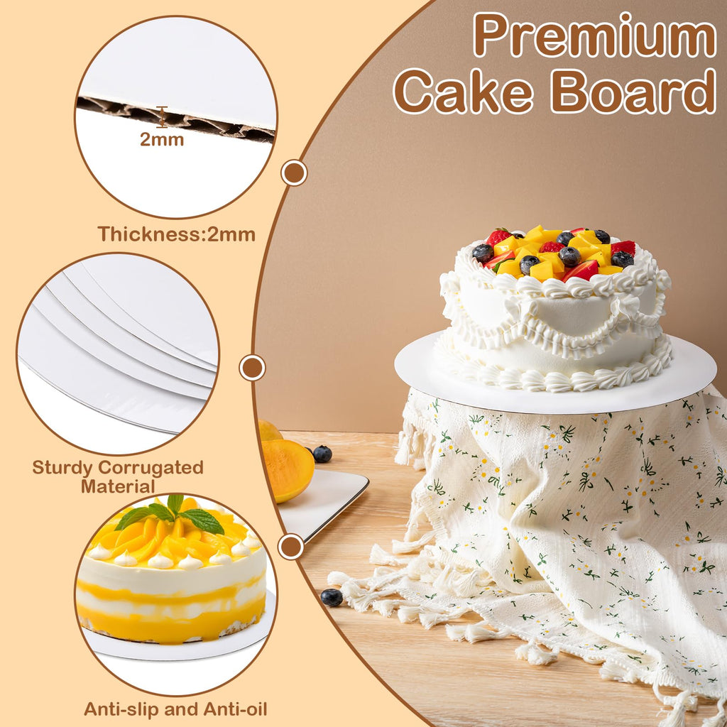 6 Pcs Cake Boards,White Cake Boards 10 inch Round,Oil-proof Cake Base