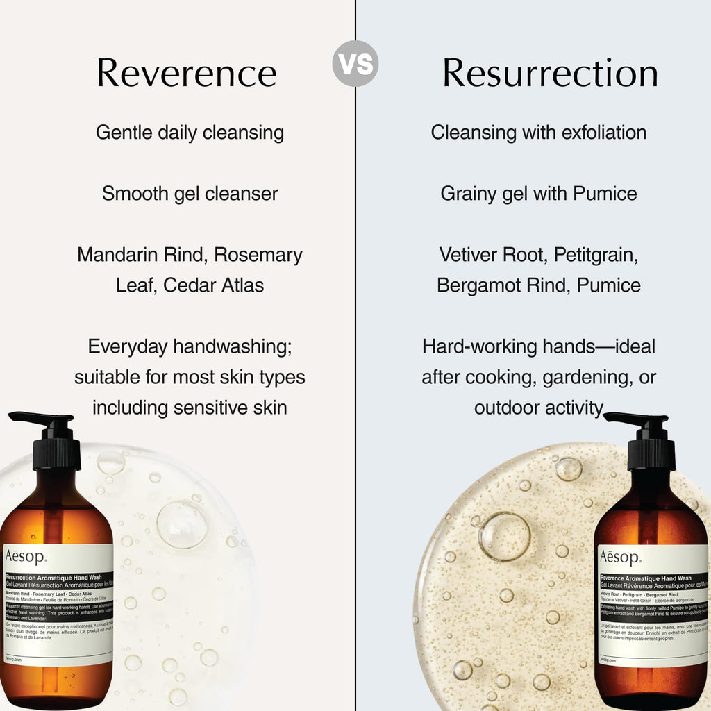 Aesop Resurrection & Reverence Aromatique Hand Wash Set – Nourishing Hand Wash & Gentle Exfoliating Hand Soap Duo | Botanical Cleansers Made with Hydrating Essential Oil Blend | 16.9 oz Each (2 Pack)