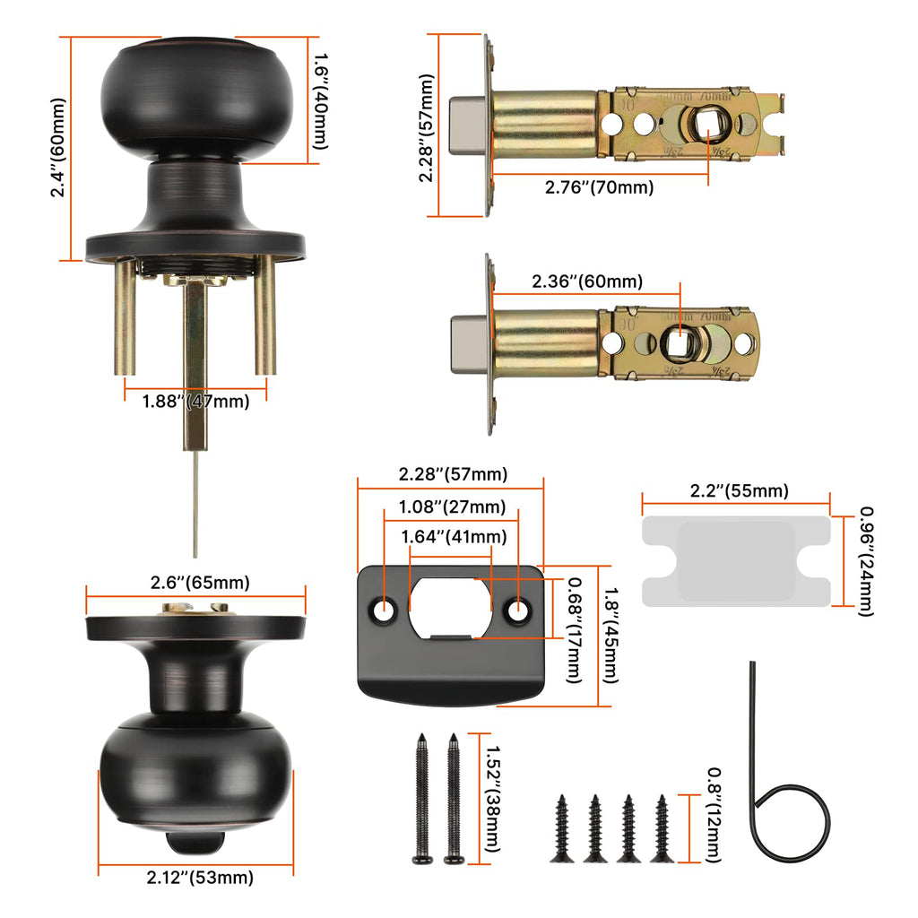 Haidms 6 Pack Oil Rubbed Bronze Door Knobs Interior, Bronze Privacy Interior Door Knobs for Bedroom or Bathroom Classic Round Doorknobs Hardware