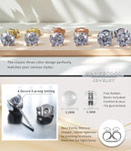"STUNNING FLAME" 18K Yellow Gold Plated Sterling Silver Cubic-Zirconia Stud CZ Earrings | 2ct