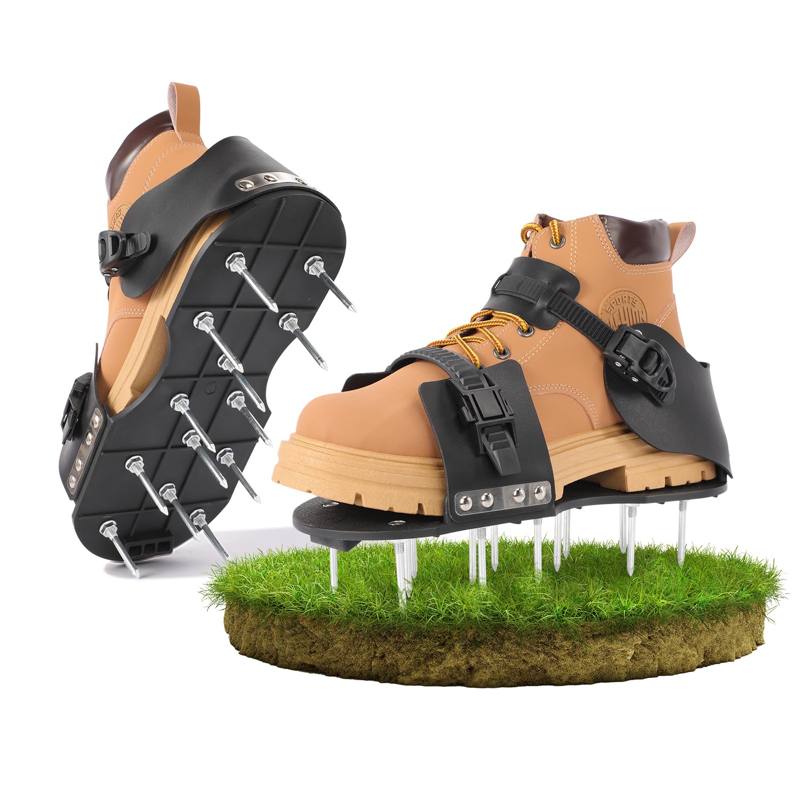 Lawn Aerator Shoes for Grass, 2.1" Heavy Duty Spikes, Pre-Assembled Straps