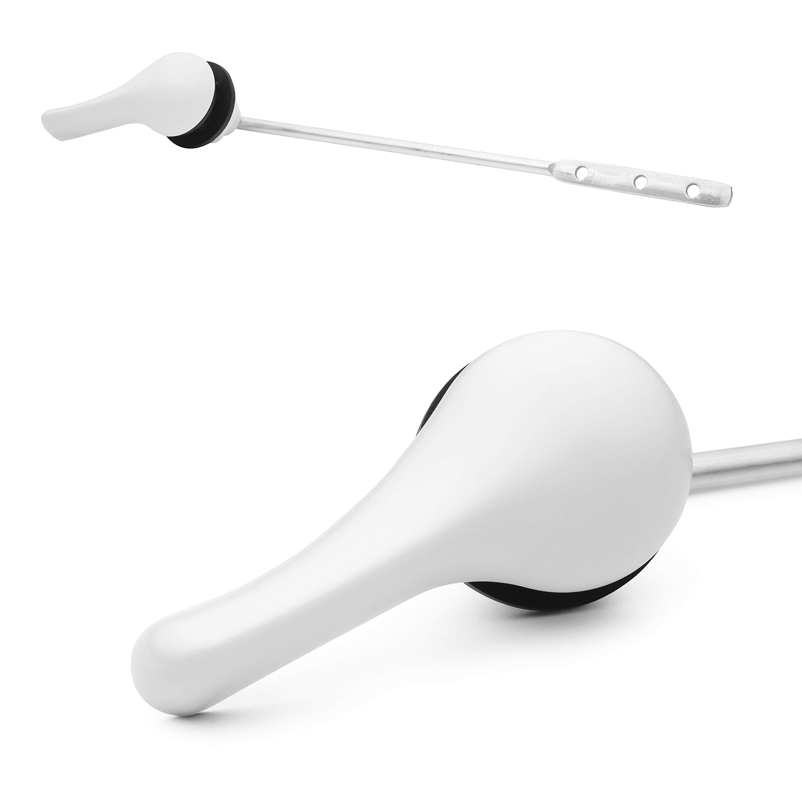Qualihome White Finish Front Mount Toilet Handle Replacement Kit, Universal Toilet Tank Flush Lever Fits Most Standard Front-Mount Toilet Tanks