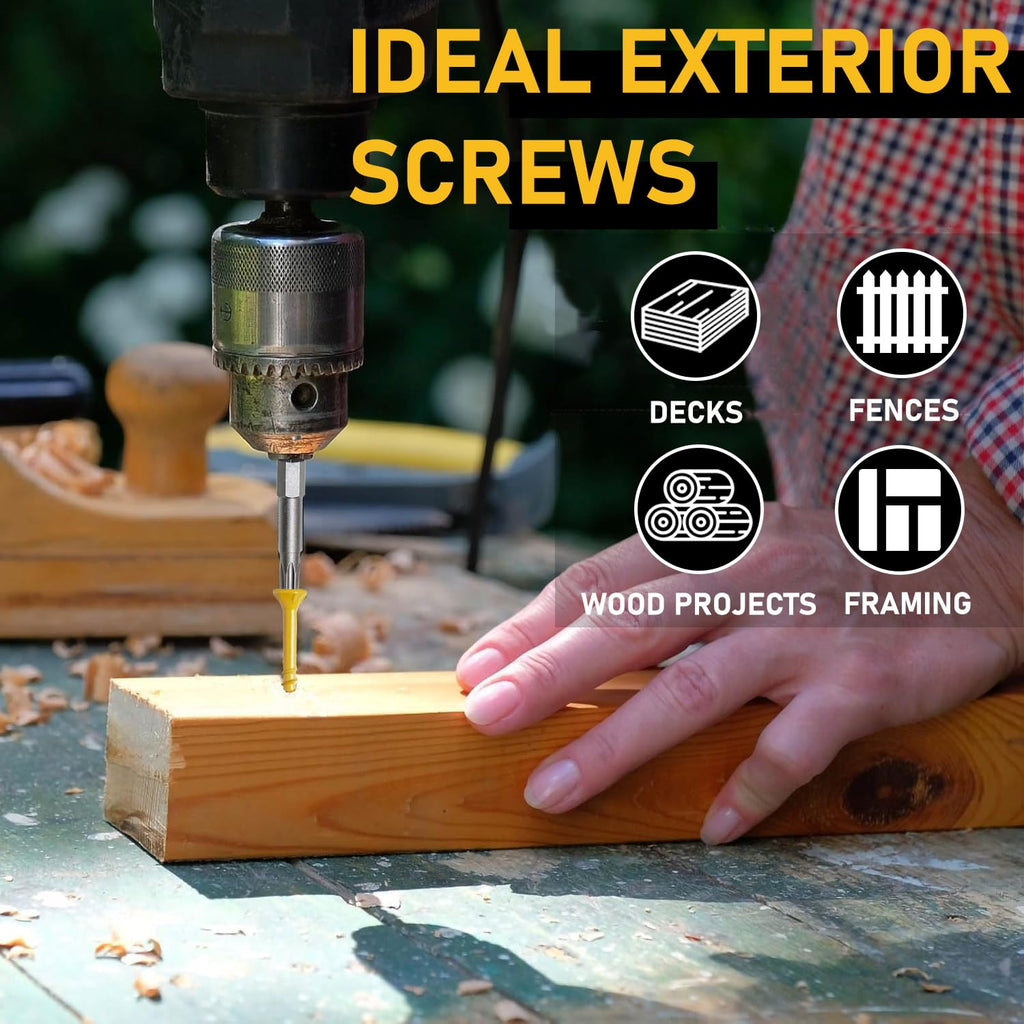 #8 x 1-1/2 in Deck Screws, 350 PCS, Tan Exterior Wood Screws